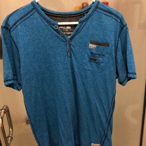 Projek Raw Teal Button Up Tee Shirt